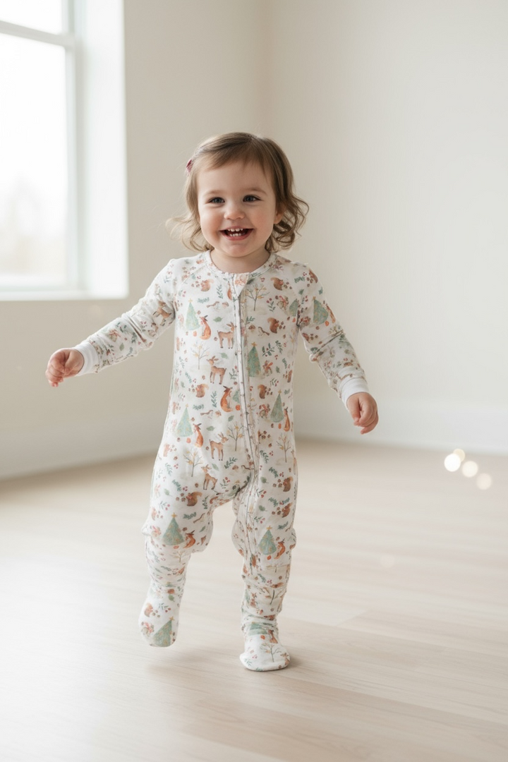 Woodland Winter Animal Bamboo Zipper Sleeper