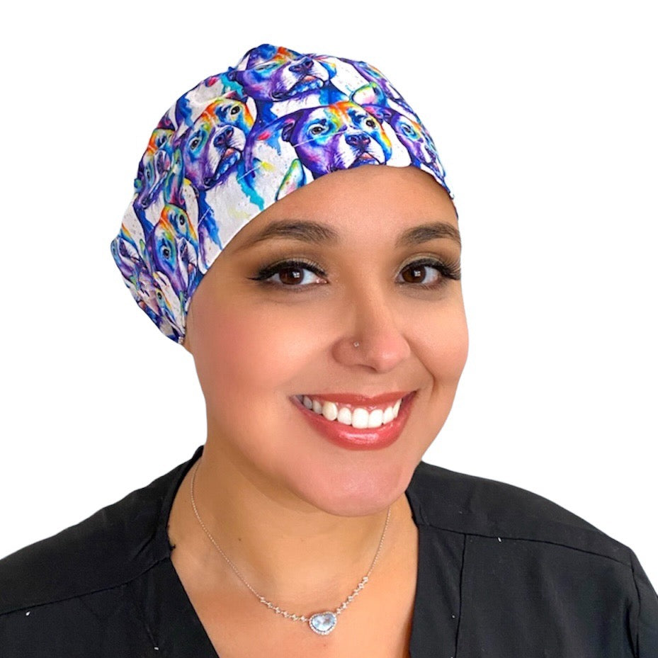 Pit Bull Dog Euro Scrub Cap for Women, by Sunshine Caps Co