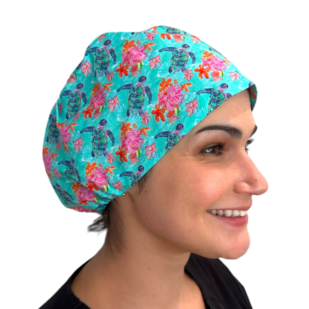 Sea Turtles Euro Scrub Cap for Women, by Sunshine Caps Co