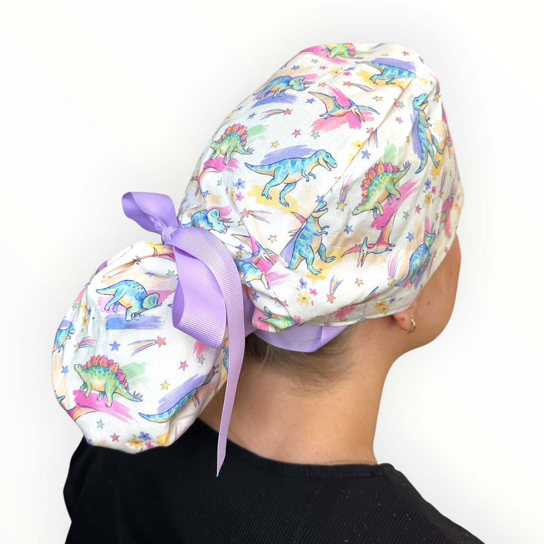 Dino Dreams- Ponytail Scrub Cap