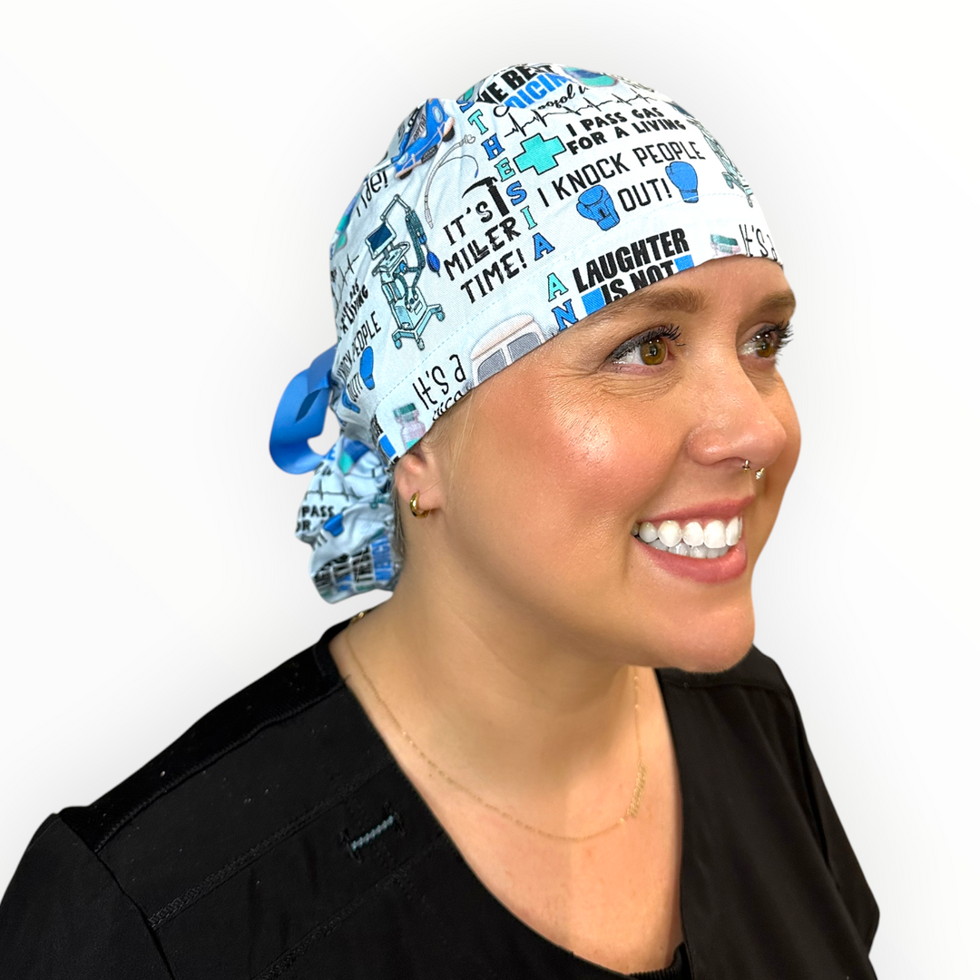 Anesthesia- Ponytail Scrub Cap
