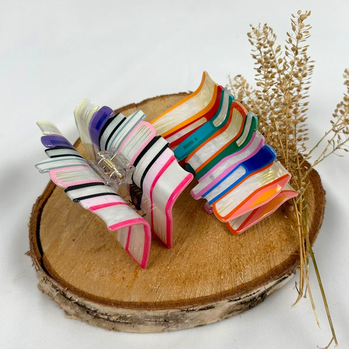 book stack hair claw clip