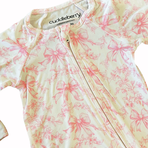 Toile Bows Bamboo Zipper Sleeper