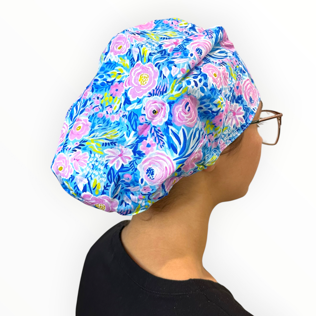 Painted Peonies- Bouffant Scrub Cap