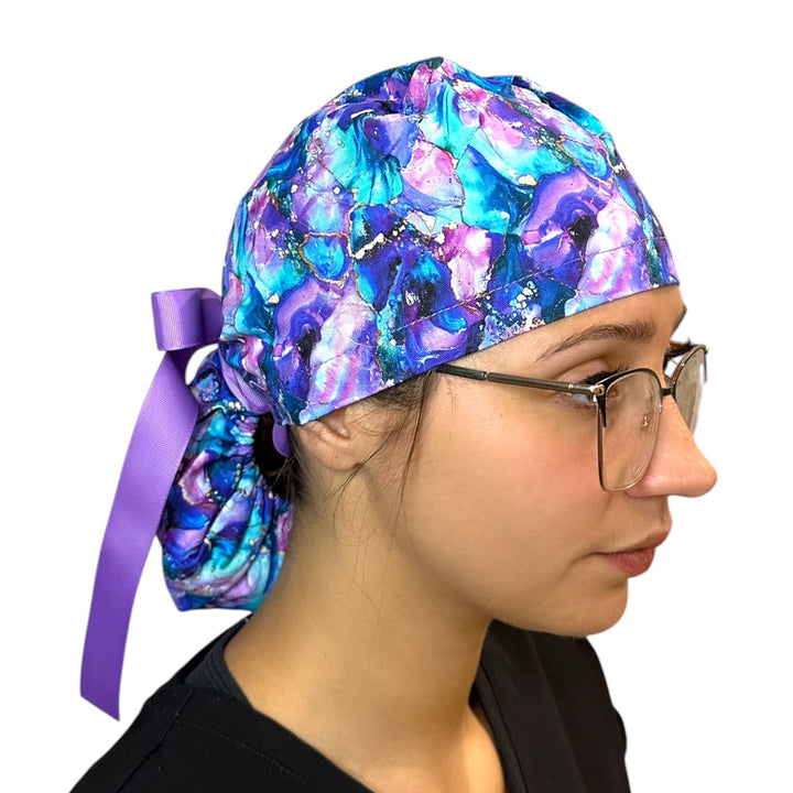 Jewel Tones- Ponytail Scrub Cap