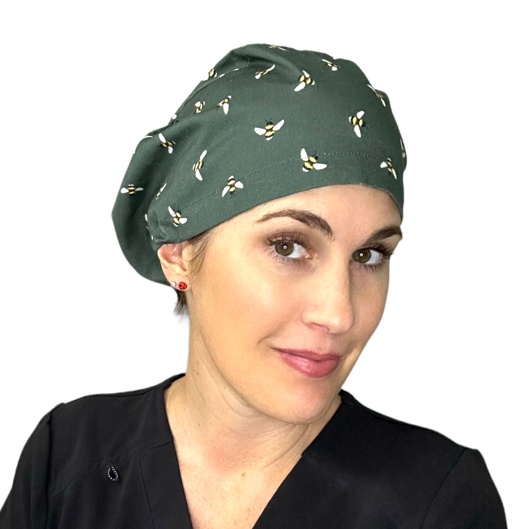 Buzzing Bees Euro Scrub Cap for Women, by Sunshine Caps Co