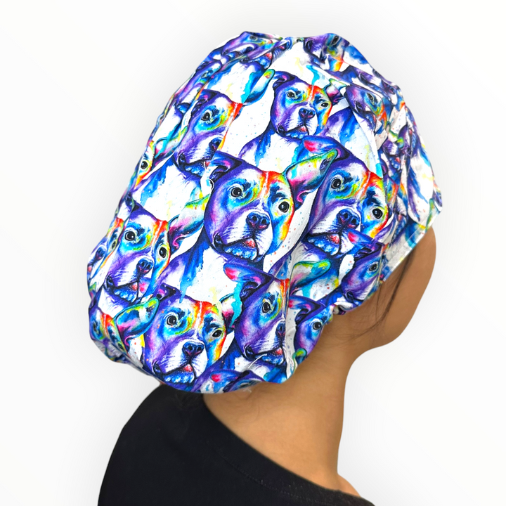 Pit Bull Watercolor- Bouffant Scrub Cap
