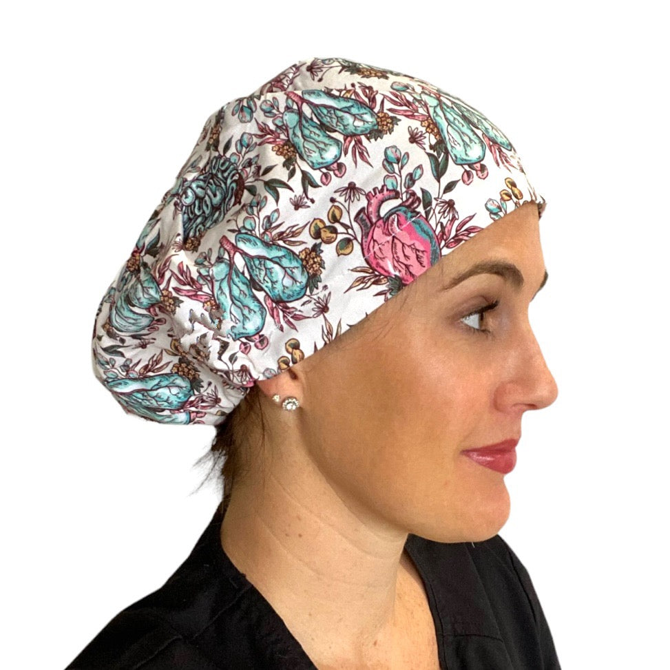 Floral Organs Euro Scrub Cap for Women, by Sunshine Caps Co