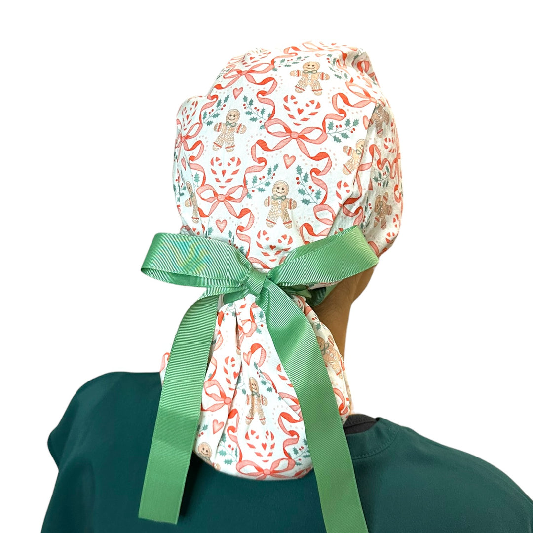 Gingerbread Bows- Ponytail Scrub Cap
