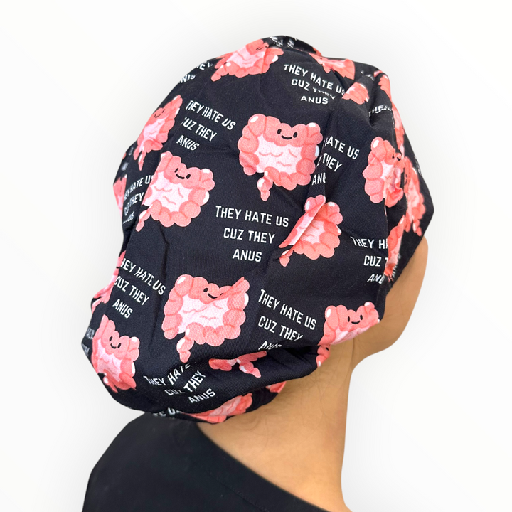 Hate Us Cuz They Anus, Black- Bouffant Scrub Cap