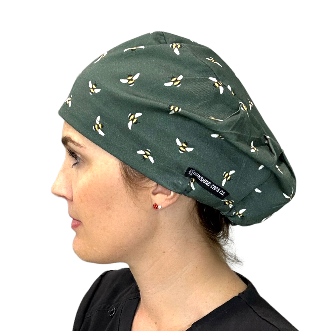 Buzzing Bees Euro Scrub Cap for Women, by Sunshine Caps Co