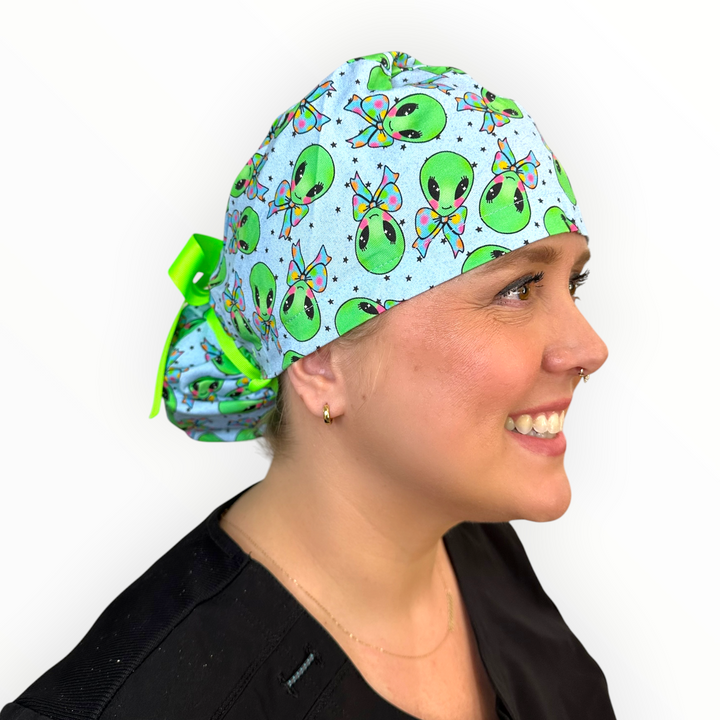 Alien Cuties- Ponytail Scrub Cap