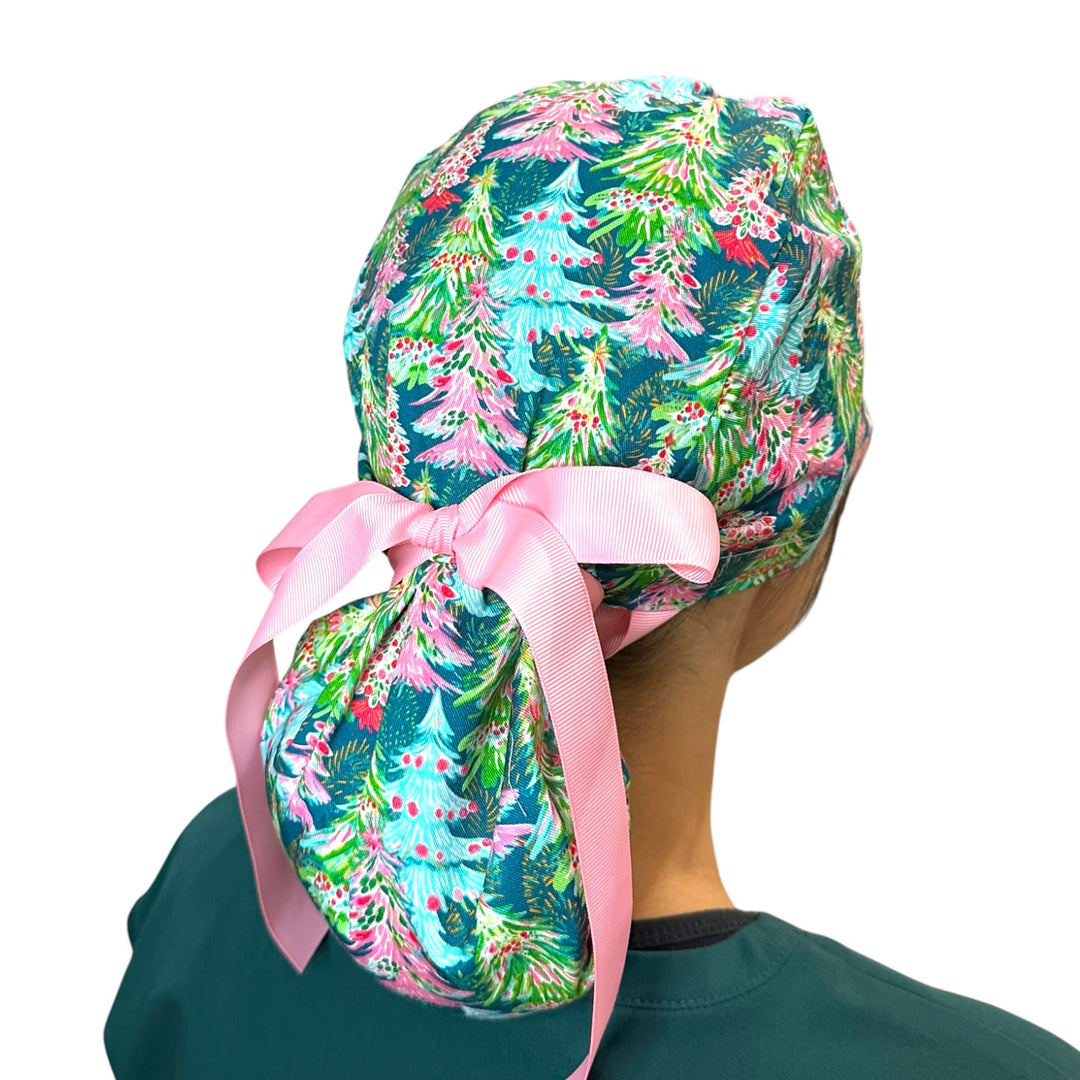 Merry Trees- Ponytail Scrub Cap
