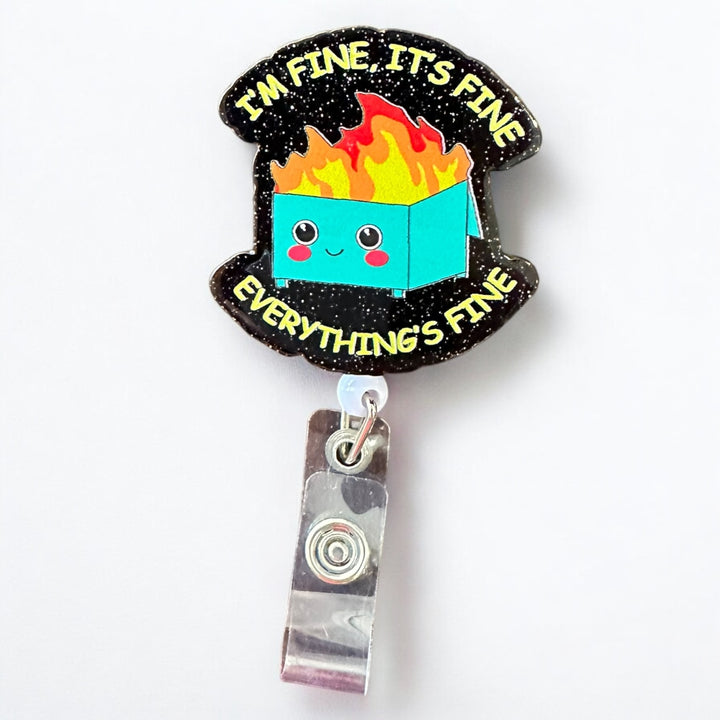 teal dumpster fire Retractable Badge Reel for ID badge for nurses and healthcare professionals