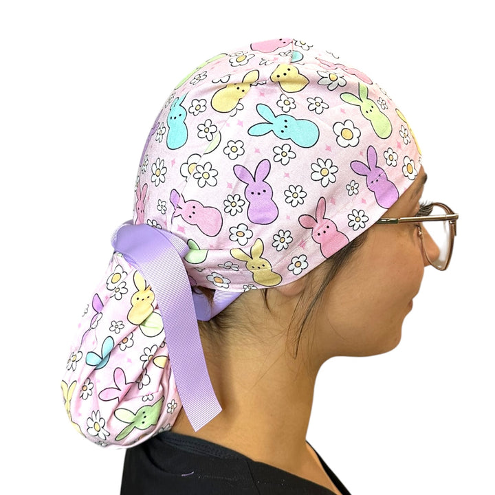 Easter Bunny- Ponytail Scrub Cap