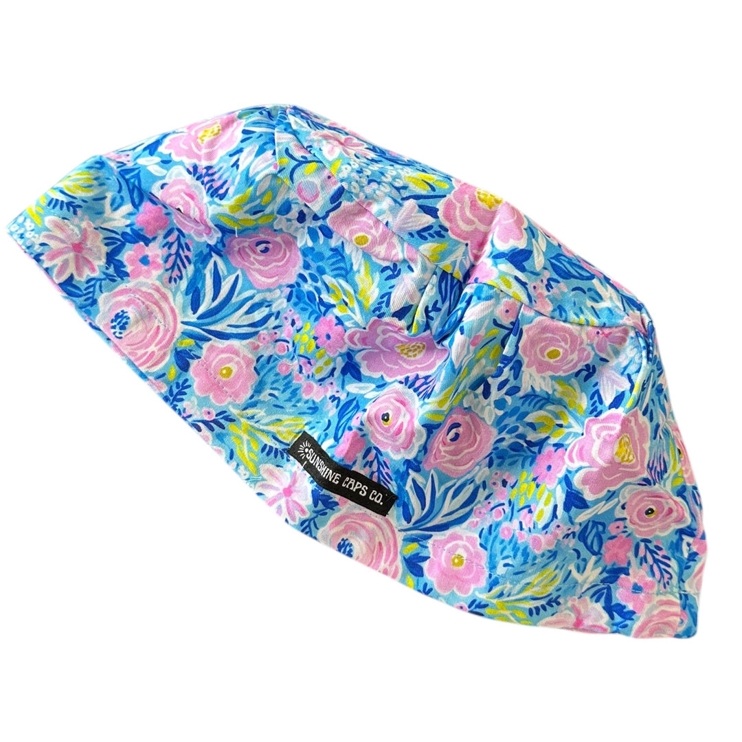 Floral Peonies Euro Scrub Cap for Women, by Sunshine Caps Co