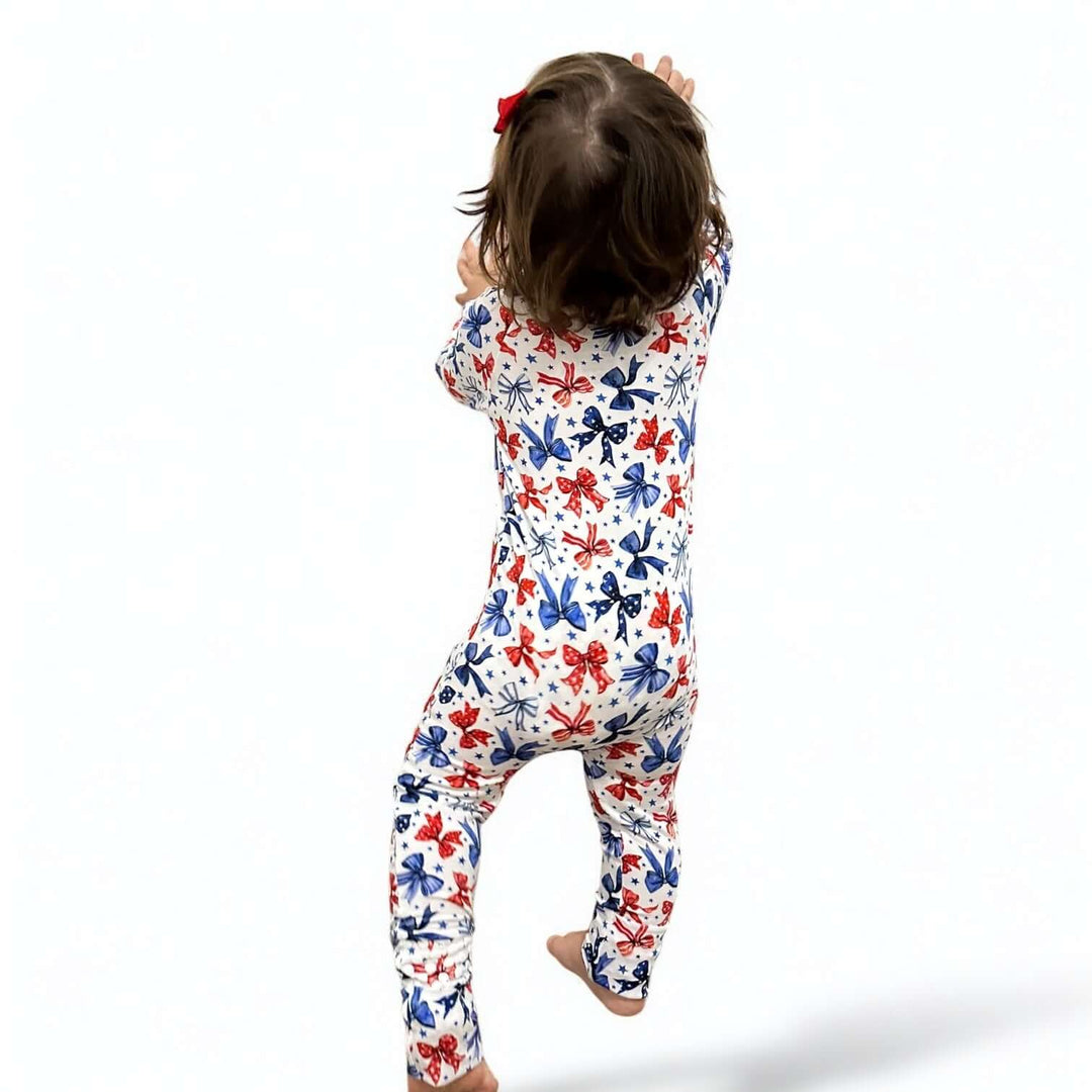 Red White & Bows Bamboo Zipper Sleeper