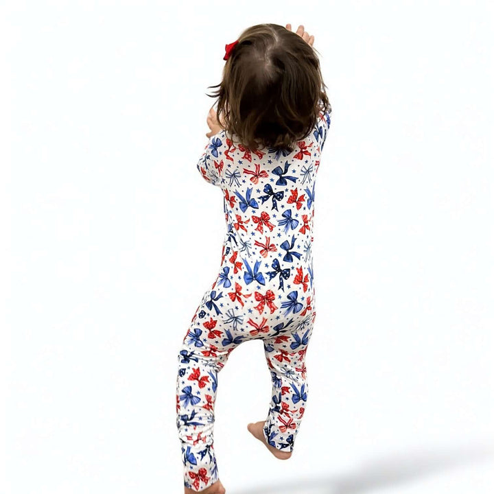 Red White & Bows Bamboo Zipper Sleeper