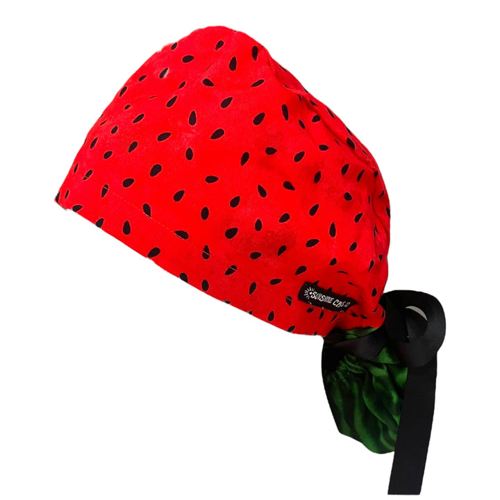 Watermelon Ponytail Scrub Cap for Women, By Sunshine Caps Co.