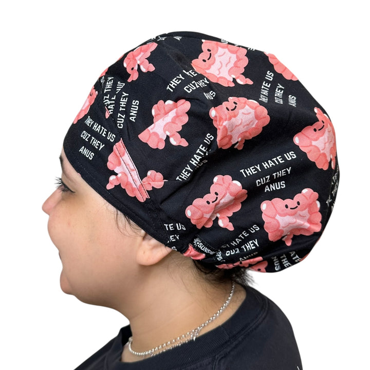 Hate Us Cuz They Anus, Black- Bouffant Scrub Cap