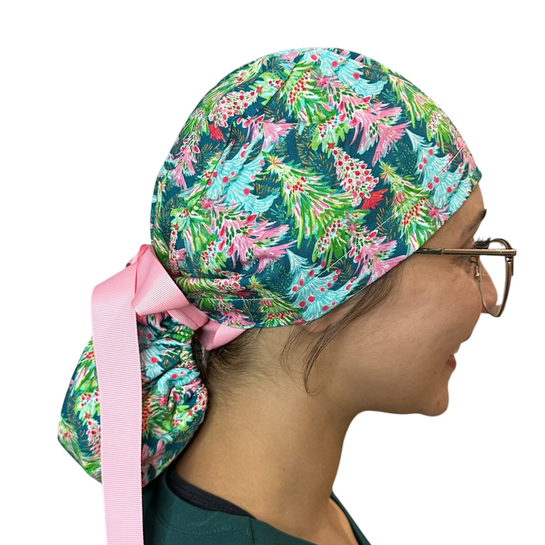 Merry Trees- Ponytail Scrub Cap