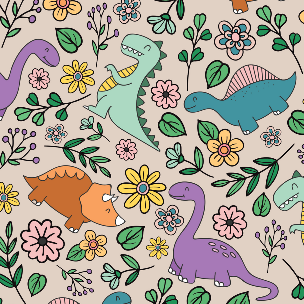 Dinosaur Floral Euro Scrub Cap for Women, by Sunshine Caps Co