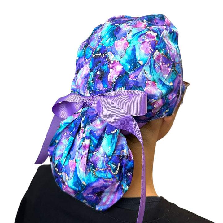 Jewel Tones- Ponytail Scrub Cap
