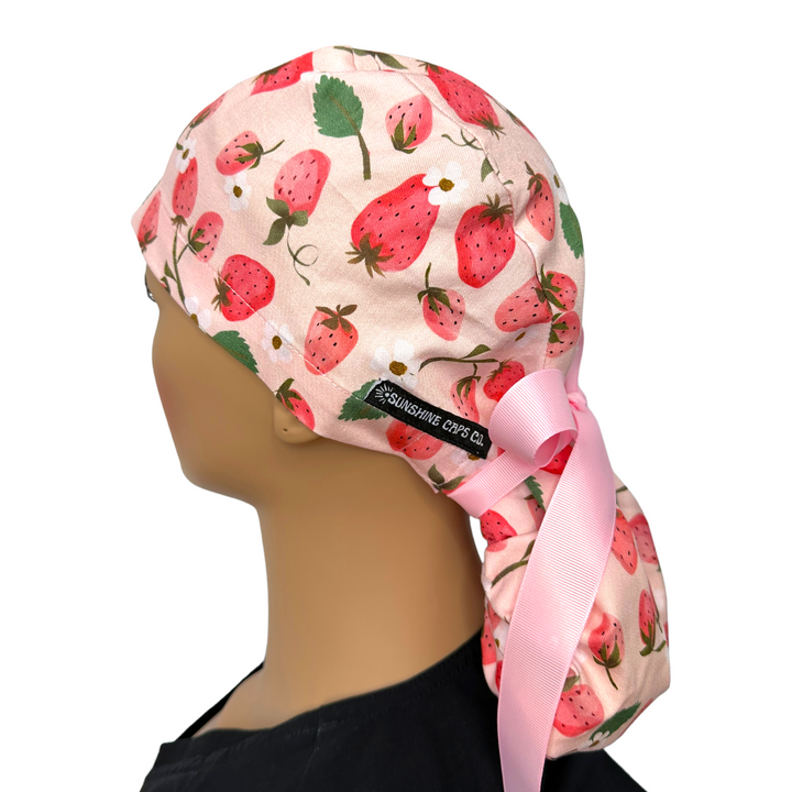 strawberry Ponytail Scrub Cap for Women, By Sunshine Caps Co.