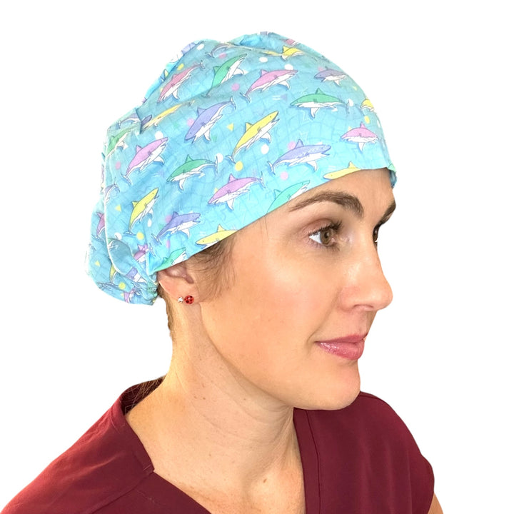 Retro Sharks- Euro Scrub Cap