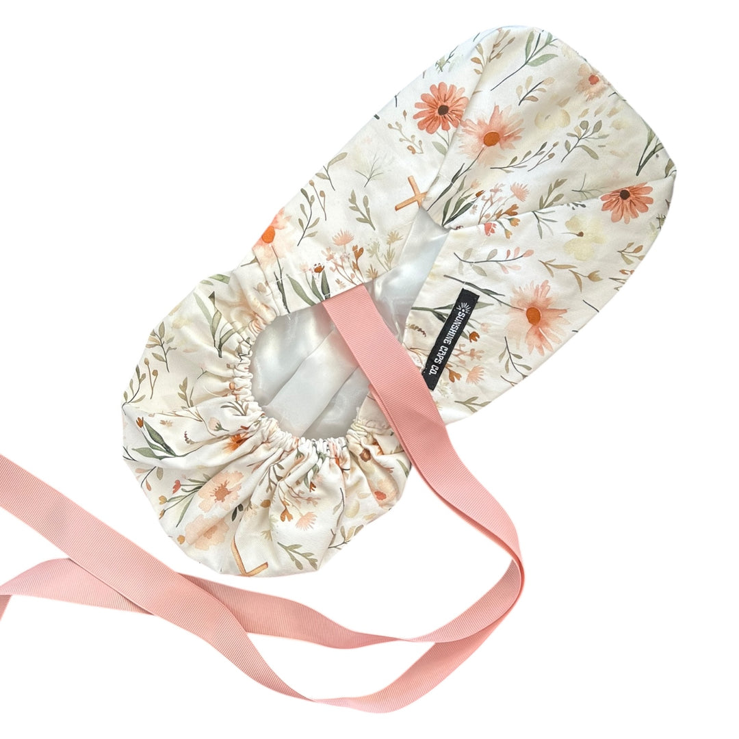 Faithful Floral- Ponytail Scrub Cap