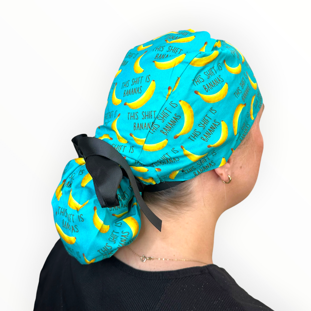 Shift is Bananas- Ponytail Scrub Cap