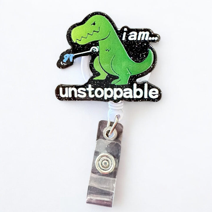 unstoppable T-rex Retractable Badge Reel for ID badge for nurses and healthcare professionals
