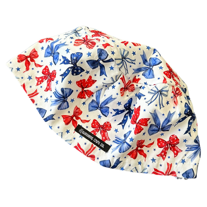 Red, White & Bows- Euro Scrub Cap