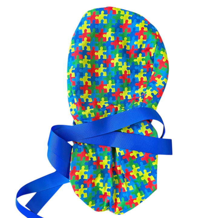Autism Awareness- Ponytail Scrub Cap