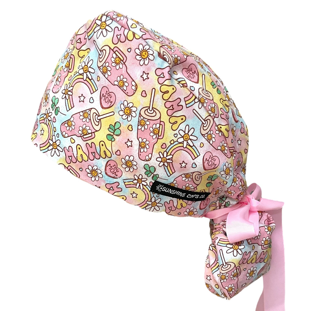 Mama Mom-themed Ponytail Scrub Cap for Women, By Sunshine Caps Co.