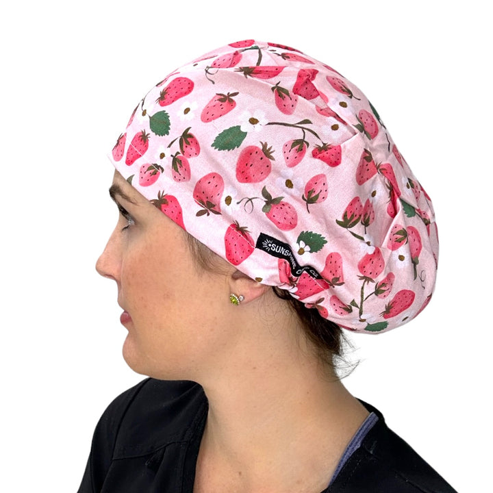 Strawberry Euro Scrub Cap for Women, by Sunshine Caps Co