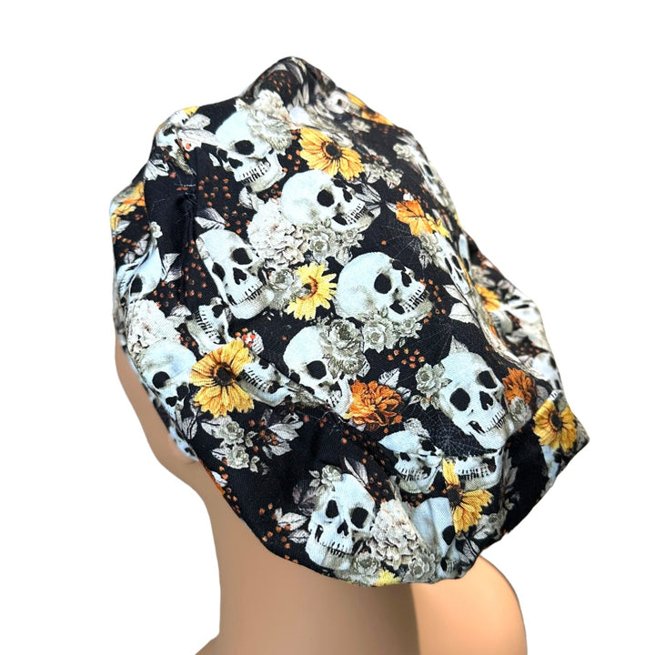 Autumn Skulls Halloween Euro Scrub Cap for Women, by Sunshine Caps Co