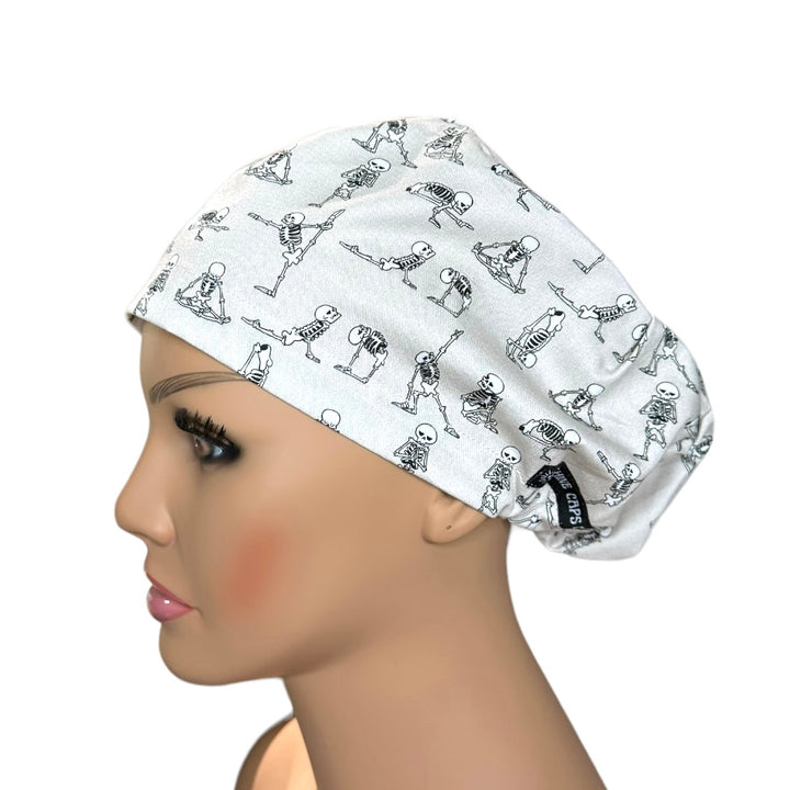 Yoga Skeletons Euro Scrub Cap for Women, by Sunshine Caps Co