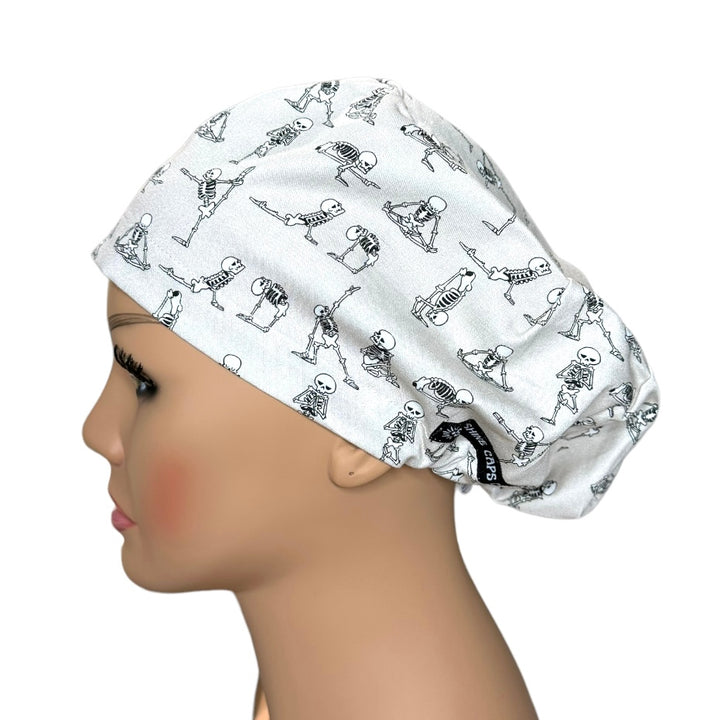 Yoga Skeletons Euro Scrub Cap for Women, by Sunshine Caps Co