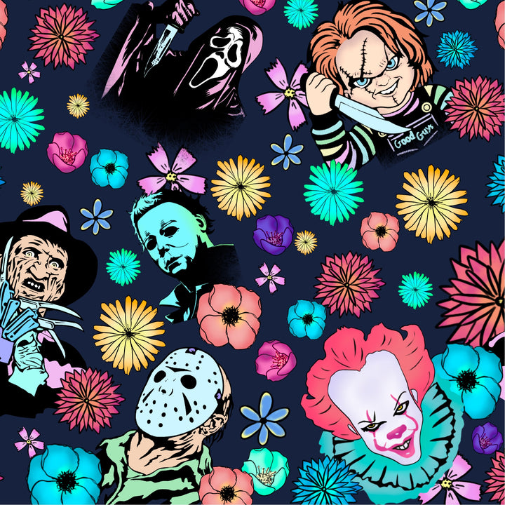 Horror Floral Halloween Ponytail Scrub Cap for Women, By Sunshine Caps Co.