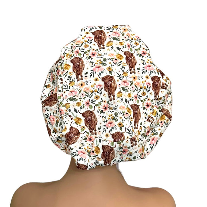 highland Cow Euro Scrub Cap for Women, by Sunshine Caps Co