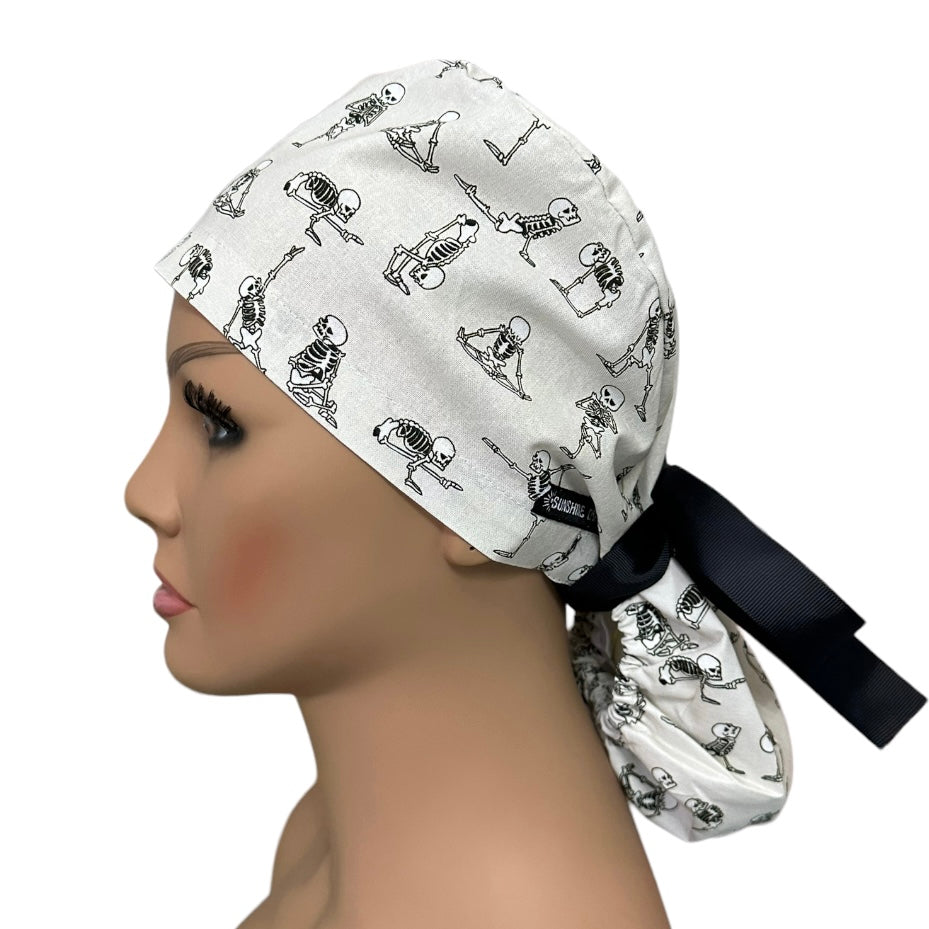 Yoga Skeleton Ponytail Scrub Cap for Women, By Sunshine Caps Co.