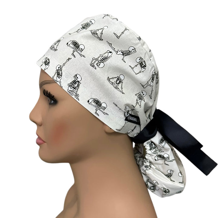 Yoga Skeleton Ponytail Scrub Cap for Women, By Sunshine Caps Co.