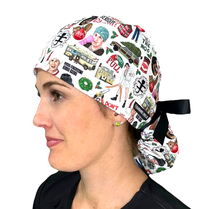 christmas vacation Ponytail Scrub Cap for Women, By Sunshine Caps Co.