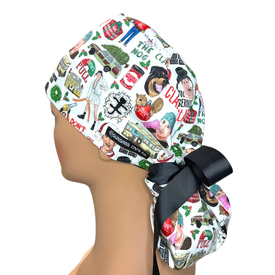 christmas vacation Ponytail Scrub Cap for Women, By Sunshine Caps Co.