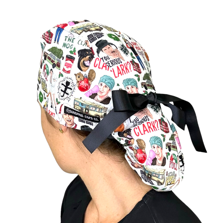 christmas vacation Ponytail Scrub Cap for Women, By Sunshine Caps Co.