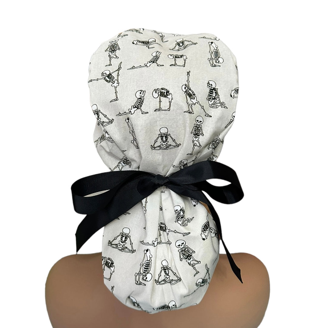 Yoga Skeleton Ponytail Scrub Cap for Women, By Sunshine Caps Co.