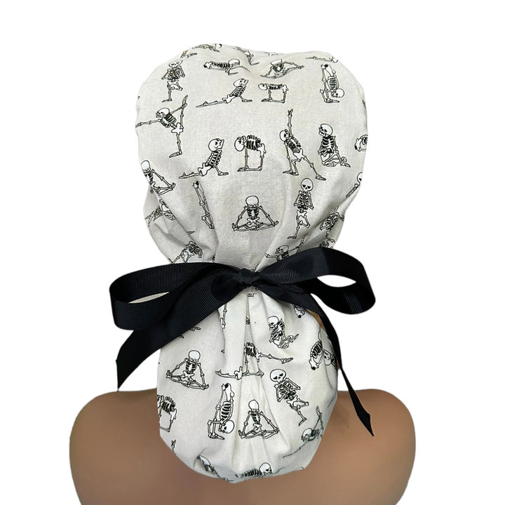 Yoga Skeleton Ponytail Scrub Cap for Women, By Sunshine Caps Co.