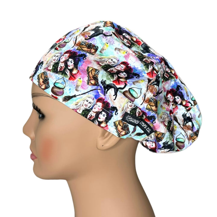 Hocus Pocus Halloween Euro Scrub Cap for Women, by Sunshine Caps Co
