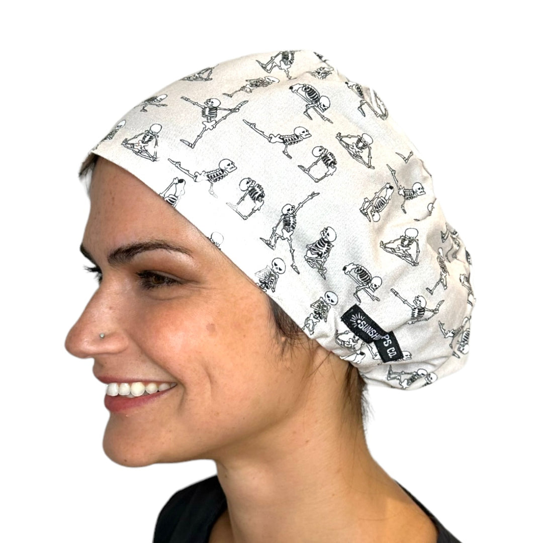 Yoga Skeletons Euro Scrub Cap for Women, by Sunshine Caps Co